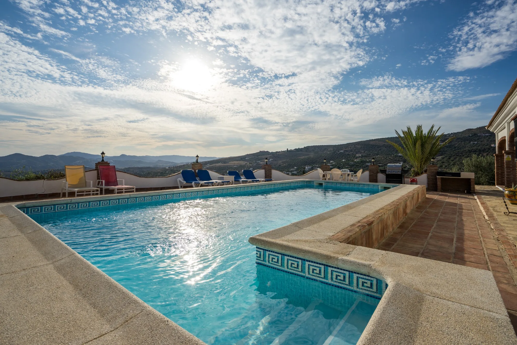 Private swimming pool with views across the valley